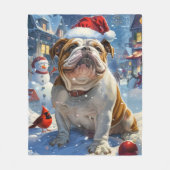 English Bulldog Winter Wonderland Christmas Joy Fleecedecke (Vorderseite)