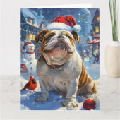 English Bulldog Winter Wonderland Christmas Joy Karte (Vorderseite)