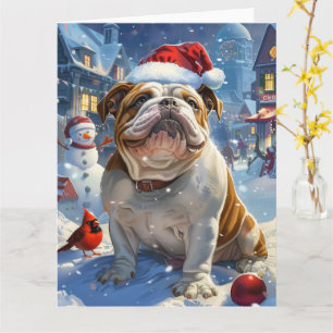 English Bulldog Winter Wonderland Christmas Joy Karte