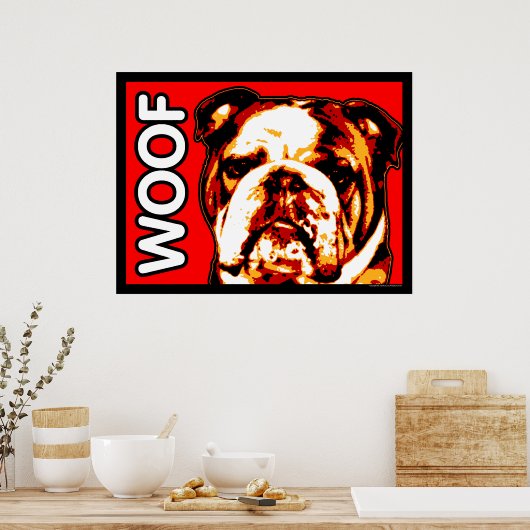 English Bulldog WOOF Poster (Küche)