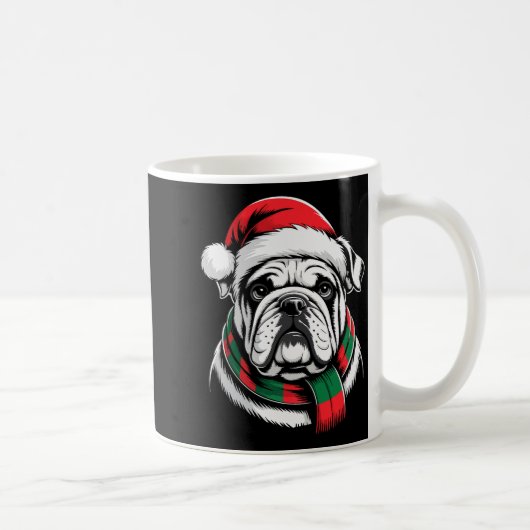 English Bulldog Xmas Santa Hat F Christmas Costume Kaffeetasse (Rechts)