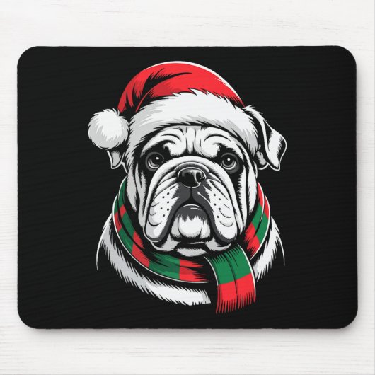 English Bulldog Xmas Santa Hat F Christmas Costume Mousepad (Vorne)