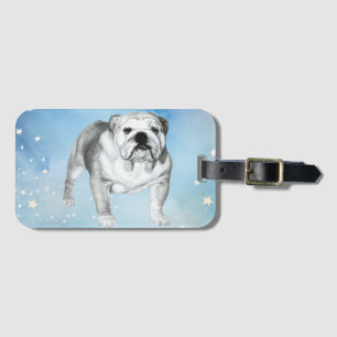 English Bulldog zeichnend Gepäckanhänger