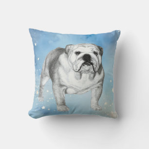 English Bulldog zeichnend Kissen