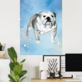 English Bulldog zeichnend Poster (Heimbüro)