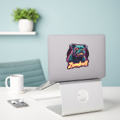 English Bulldog Zombie Dog Halloween Essential T-S Aufkleber (Laptop auf Schreibtisch)