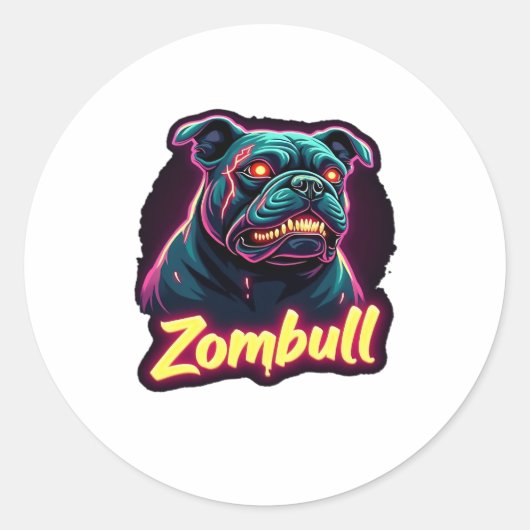English Bulldog Zombie Dog Halloween Essential T-S Runder Aufkleber (Vorderseite)