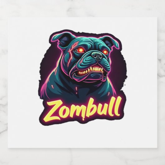 English Bulldog Zombie Dog Halloween Essential T-S Schaumweinetikett (Einzelnes Label)