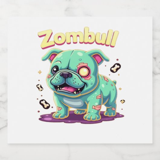 English Bulldog Zombie Dog Halloween Essential T-S Schaumweinetikett (Einzelnes Label)