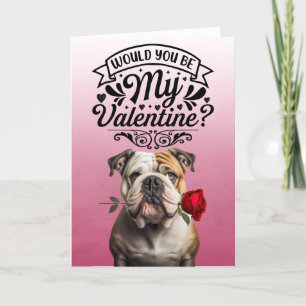 English Bulldogge mit Rose zum Valentinstag Feiertagskarte