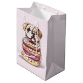 English Bulldogs Sprinkled Donuts Mittlere Geschenktüte (Vorderseite Schrägansicht)