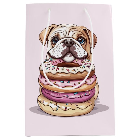 English Bulldogs Sprinkled Donuts Mittlere Geschenktüte (Vorderseite)
