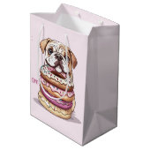 English Bulldogs Sprinkled Donuts Mittlere Geschenktüte (Rückseite Schrägansicht)