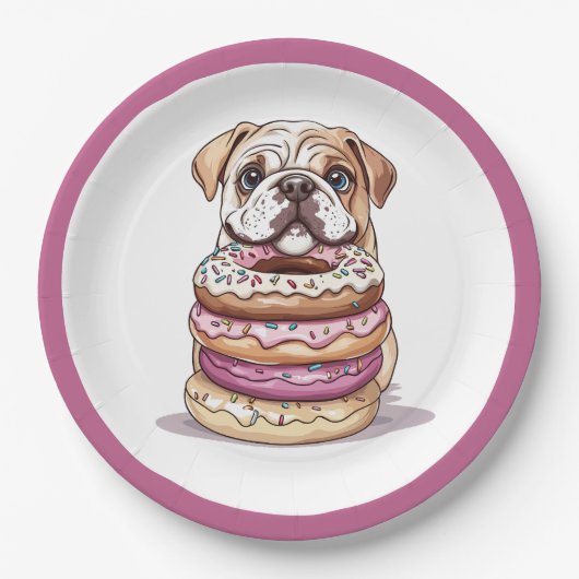 English Bulldogs Sprinkled Donuts Pappteller (Vorderseite)