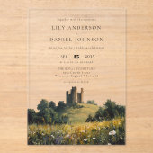 English Castle Wildflowers Floral Wedding Acryleinladungen (Vorderseite)