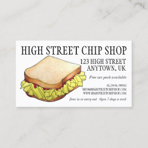 English Chip Shop Butty Sandwich Takeaway UK Food Visitenkarte