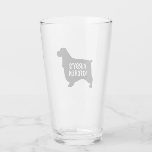 English Cocker Spanel Dog Silhouette Personalisier Glas (Rückseite)