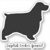 English Cocker Spanel Dog Silhouette Vinyl Aufkleber (Vorderseite)