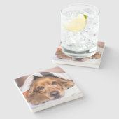 English Cocker Spanel Dog Steinuntersetzer (Seitenansicht)
