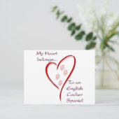 English Cocker Spanel Heart Belongs Postkarte (Stehend Vorderseite)