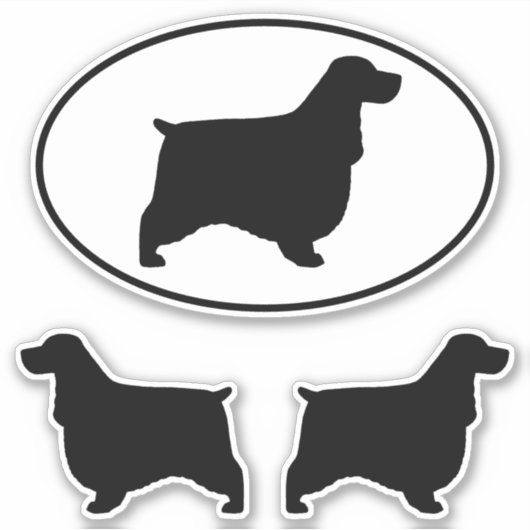 English Cocker Spanel Silhouetten Sticker Set (Vorderseite)