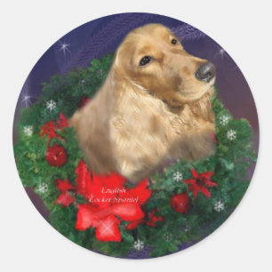 English Cocker Spanel Weihnachtsgeschenke Runder Aufkleber