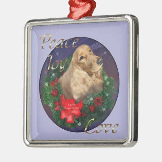 English Cocker Spanel Weihnachtsgeschenke Silbernes Ornament (Links)