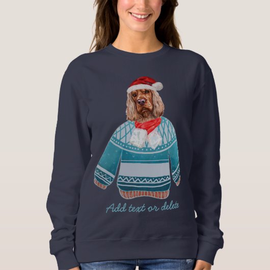 English Cocker Spanel Xmas Ugly Christmas Hund Mam Sweatshirt (Vorderseite)