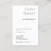 English Cocker Spaniel black white Visitenkarte (Rückseite)