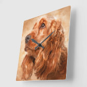 English Cocker Spaniel Dog Digital Art Quadratische Wanduhr (Winkel)