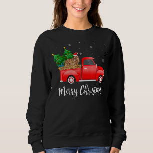 English Cocker Spaniel Dog Riding Red Truck Christ Sweatshirt