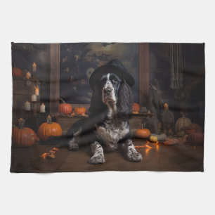 English Cocker Spaniel Kürbisse Halloween Gruselig Geschirrtuch