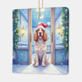 English Cocker Spaniel Nurse Station Santa Hat Keramikornament (Links)