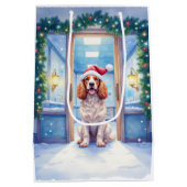 English Cocker Spaniel Nurse Station Santa Hat Mittlere Geschenktüte (Rückseite)