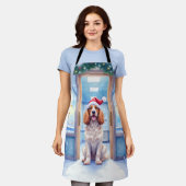 English Cocker Spaniel Nurse Station Santa Hat Schürze (Getragen)