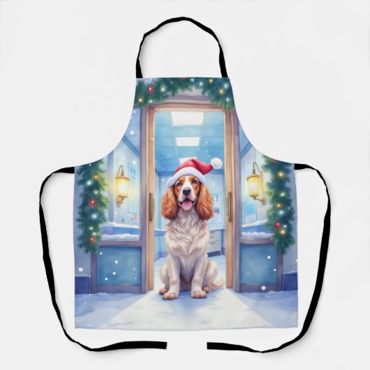 English Cocker Spaniel Nurse Station Santa Hat Schürze (Vorderseite)