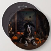 English Cocker Spaniel Pumpkins Halloween Beängsti Button (Vorne & Hinten)
