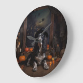 English Cocker Spaniel Pumpkins Halloween Beängsti Große Wanduhr (Winkel)