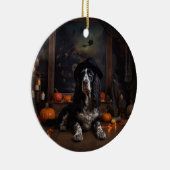 English Cocker Spaniel Pumpkins Halloween Beängsti Keramik Ornament (Rechts)