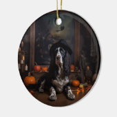 English Cocker Spaniel Pumpkins Halloween Beängsti Keramik Ornament (Links)