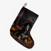 English Cocker Spaniel Pumpkins Halloween Beängsti Kleiner Weihnachtsstrumpf (Vorderansicht (hängend))
