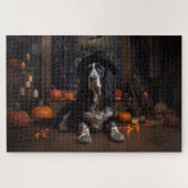 English Cocker Spaniel Pumpkins Halloween Beängsti Puzzle (Horizontal)