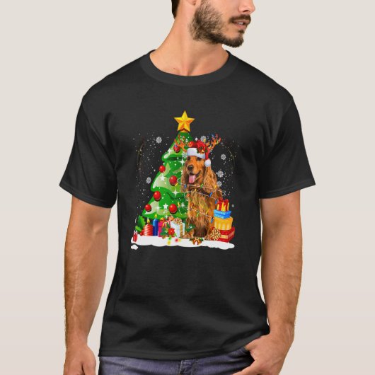 English Cocker Spaniel Reindeer Christmas Lights D T-Shirt (Vorderseite)