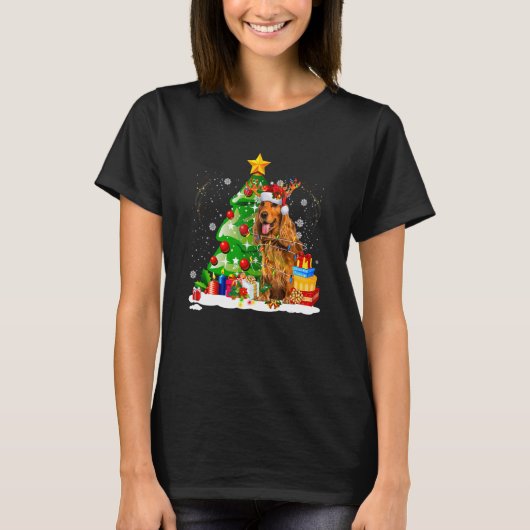 English Cocker Spaniel Reindeer Christmas Lights D T-Shirt (Vorderseite)