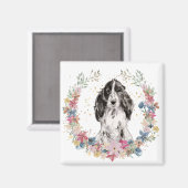 English Cocker Spaniel Spring Flowers Wreath Magnet (Vorderseite/Rückseite)