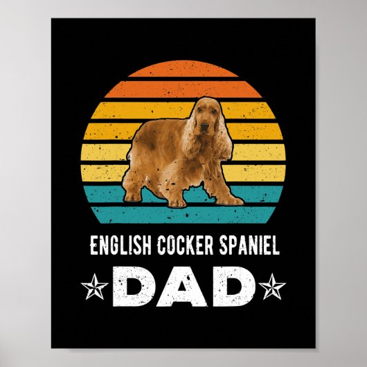 English Cocker Spaniel Vater Retro Tier Poster (Vorne)