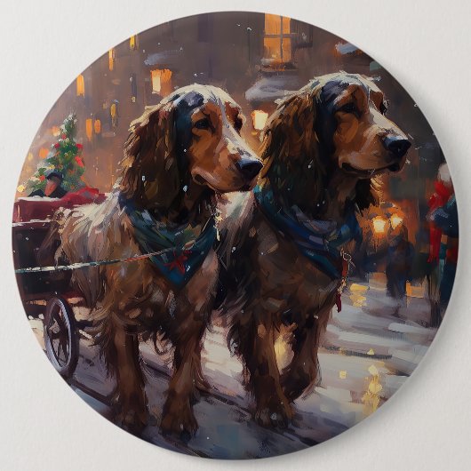 English Cocker Spaniel Weihnachtsfeiersaison Button (Vorderseite)