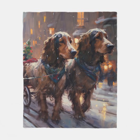 English Cocker Spaniel Weihnachtsfeiersaison Fleecedecke (Vorderseite)