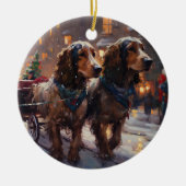 English Cocker Spaniel Weihnachtsfeiersaison Keramik Ornament (Vorne)