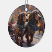 English Cocker Spaniel Weihnachtsfeiersaison Keramik Ornament (Links)